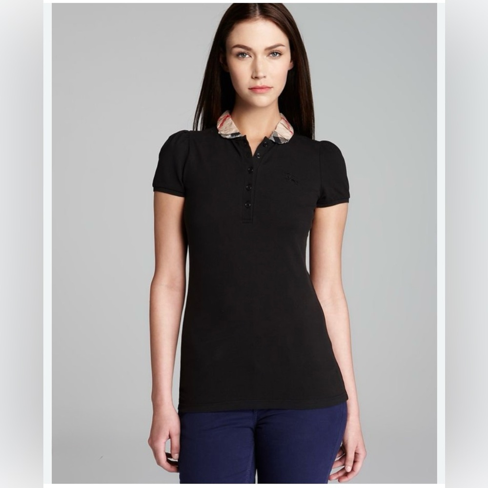Burberry London Black Classic plaid trimmed polo - Picture 7 of 12